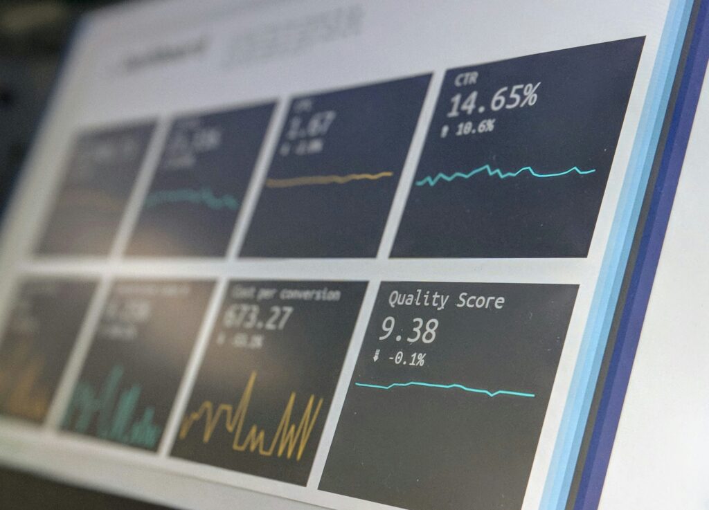 various graphs displayed on a monitor